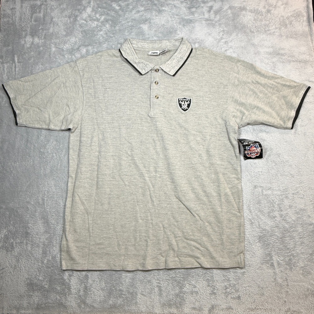 Vintage The Edge Las Vegas Oakland Raiders Polo Shirt Men Size XXL Gray Y2K READ